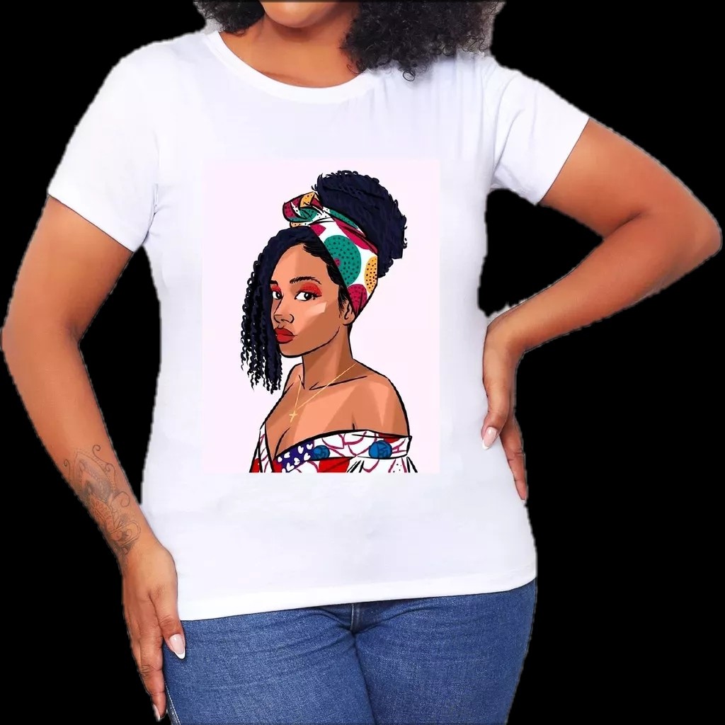 Tshirt Feminina Estampada Poder Feminino Lançamento Camiseta 100% Algodão Camisetão Solta Plus Size Camiseta - Estampaê