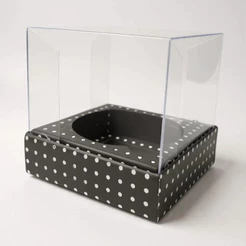 Caixa Mini Bolo M (7x7x7cm) Preto com Bolinhas Brancas - 10 unidades - Assk - Rizzo