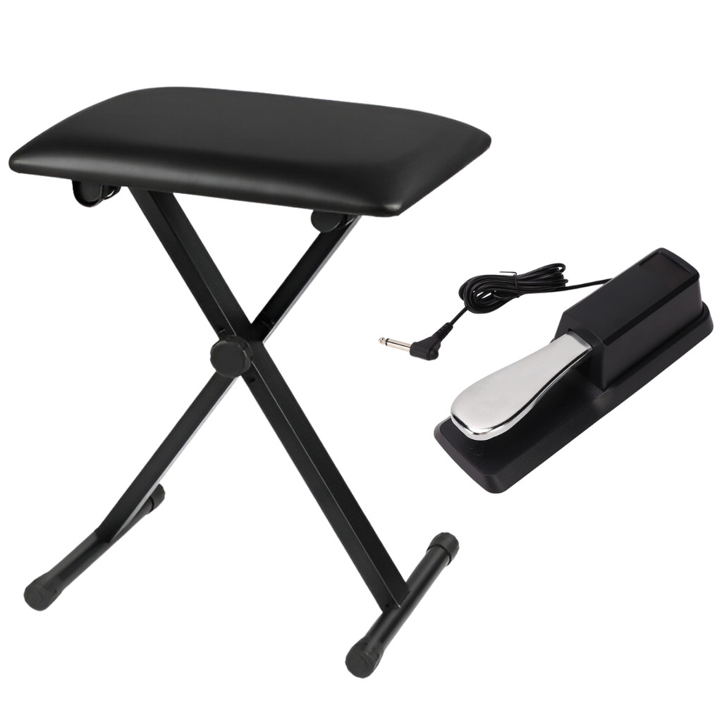 Kit Profissional Banco Banqueta e Pedal Sustain para Teclado Piano