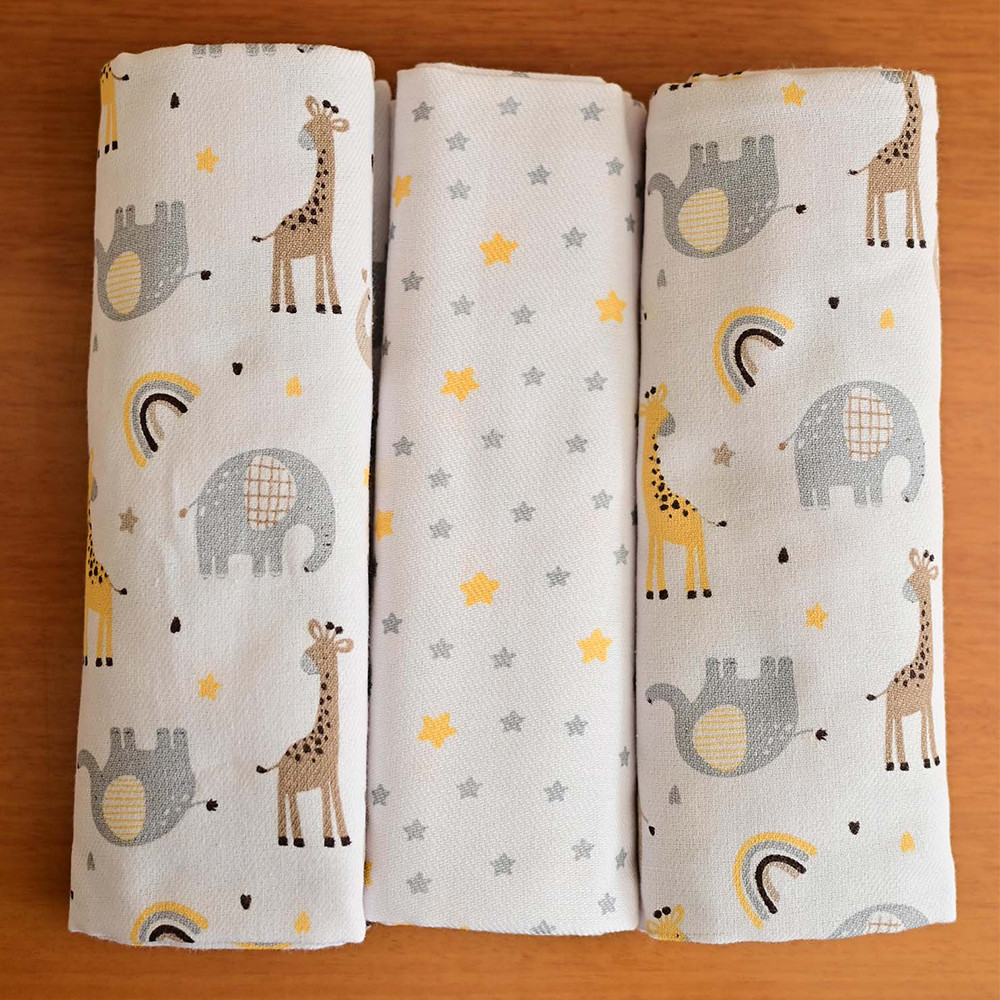 Kit Cueiro Bublim Rolinho Estampado Girafa 80cm x 50cm - 3 Peças em Oferta na Shopee