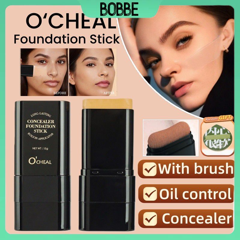 Envio Rápido 【brinde】O'CHEAL Corretivo De Maquiagem Não Sai Base Líquida Pó Esponja Pincel Base Sólida Creme