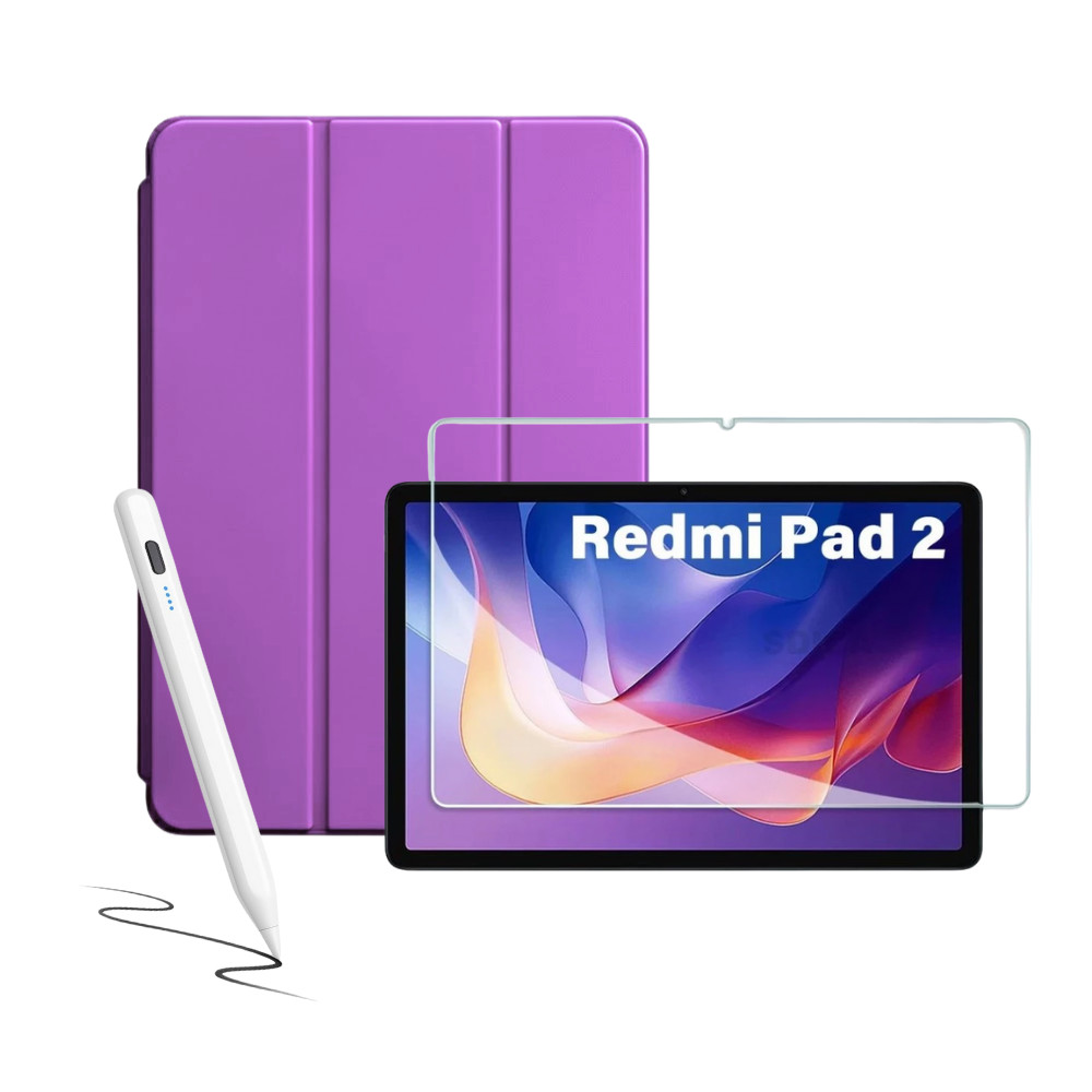 Capa Smart Para Xiaomi Redmi Pad 2 + Caneta Sty + Película capa diversas cores sortidos pad 2 2025