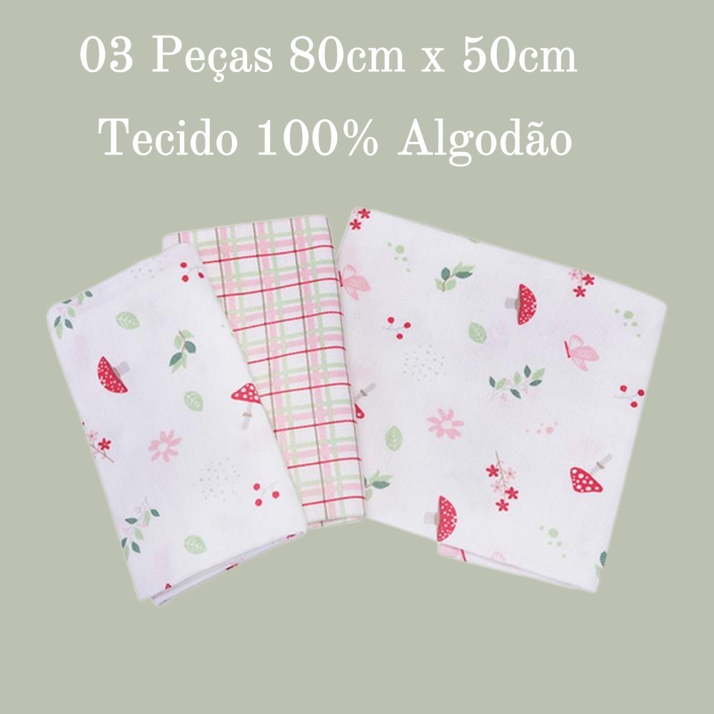 Kit Cueiro Dengo Estampa Cogumelo 03 Peças 80cm x 50cm em Oferta na Shopee