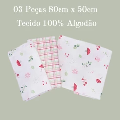 Kit Cueiro Dengo Estampa Cogumelo 03 Peças 80cm x 50cm