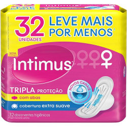 ABSORVENTE INTIMUS GEL TRIPLA PROTEÇÃO C/ ABAS 32un