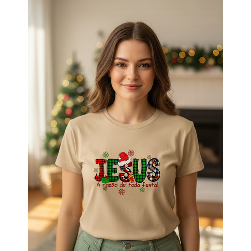 Camiseta Natal Jesus A Razão De Toda Festa Camisa Natalina Religiosa Premium 100% Algodão Lançamento