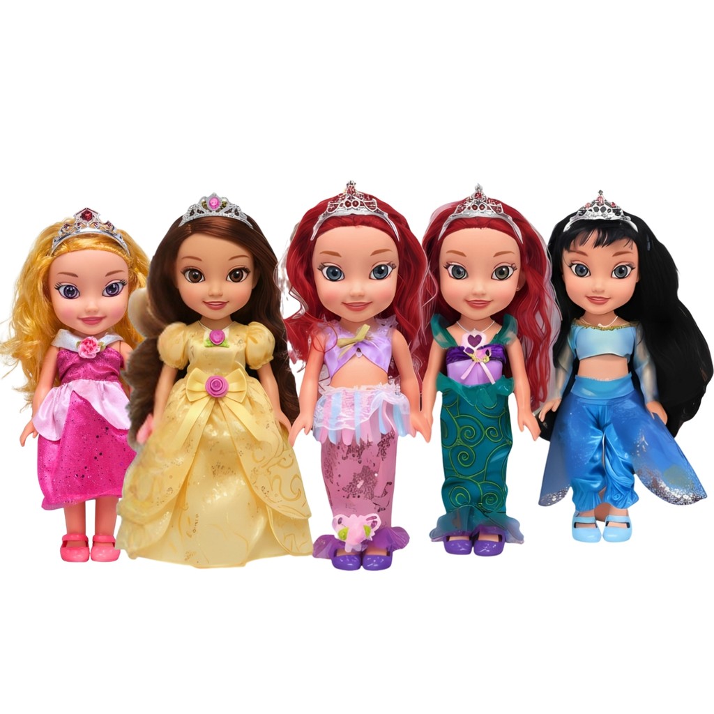 Boneca Coleção Princesas Articulada Vestido Brilhante Emite Som C/ Acessórios - Castela em Oferta na Shopee