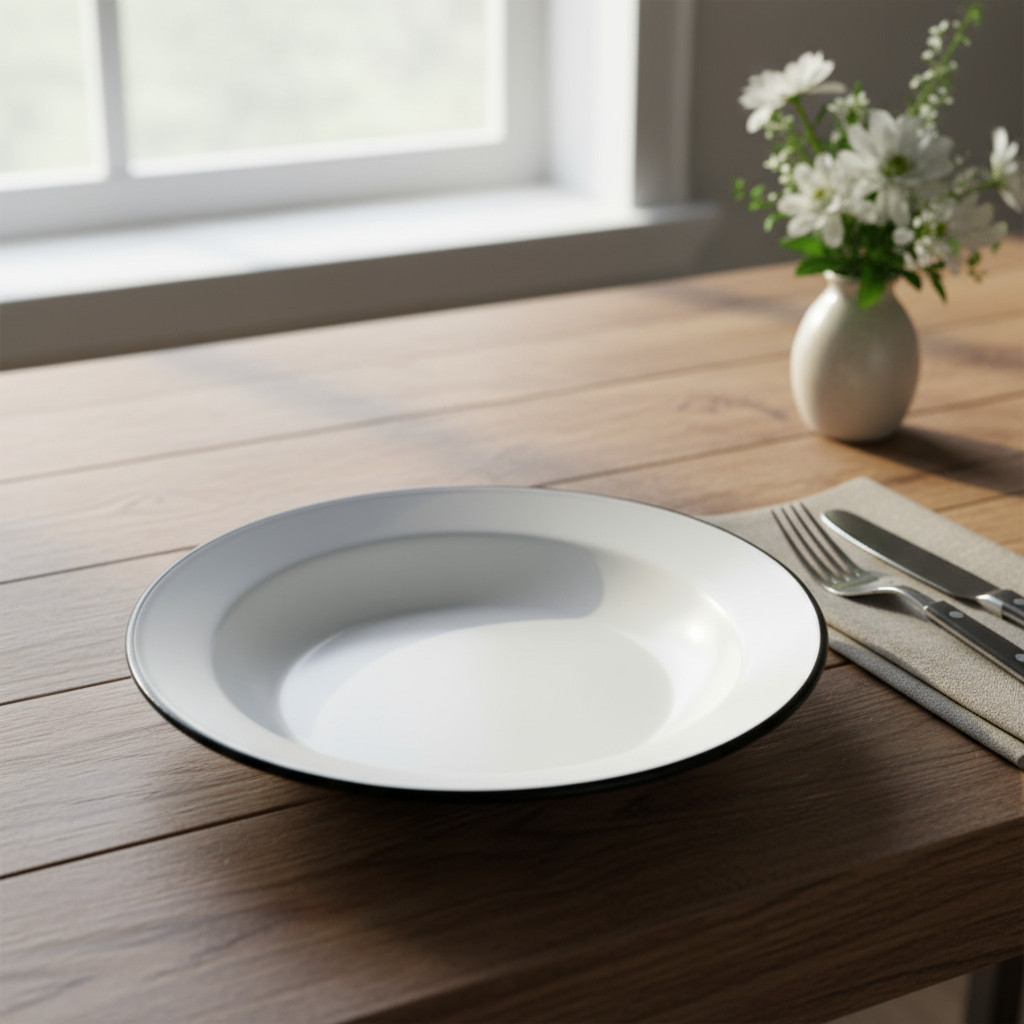 Kit 6 Pratos Esmaltados Brancos Alumínio 22cm Cozinha Yazi