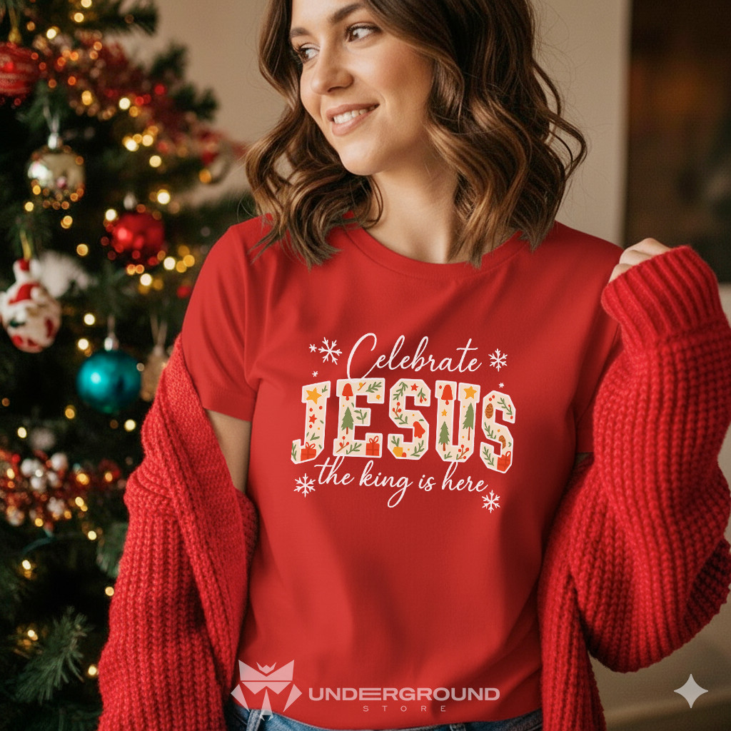 Camiseta Natal Jesus Vermelha Unissex Algodão Merry Christmas Natal Camiseta Vermelha
