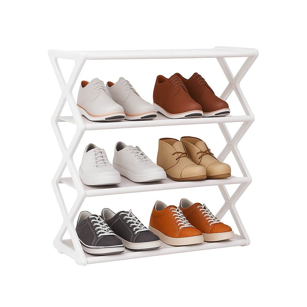 Organizador de sapatos 4 prateleiras branca – solução prática para entrada e lavanderia