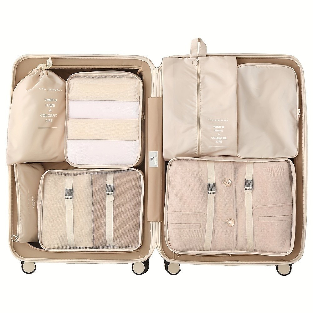 Conjunto De 7 Peças Organizador De Viagem:Necessaire Digital,Bolsas Para Cosméticos E Roupas,Sacos Para Sapatos