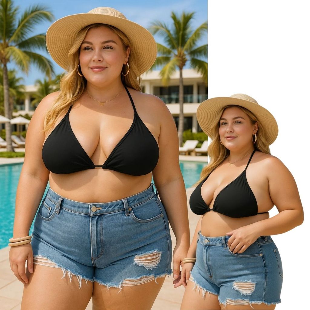 Top de Biquíni Cortininha Plus Size Marquinha Tamanho Grande em Oferta na Shopee