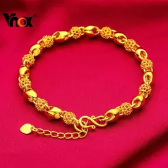 Vnox Vietnamese Sand Gold Hollowing out Bracelet 916 Gilded Bracelet Women's Fashion Accessories