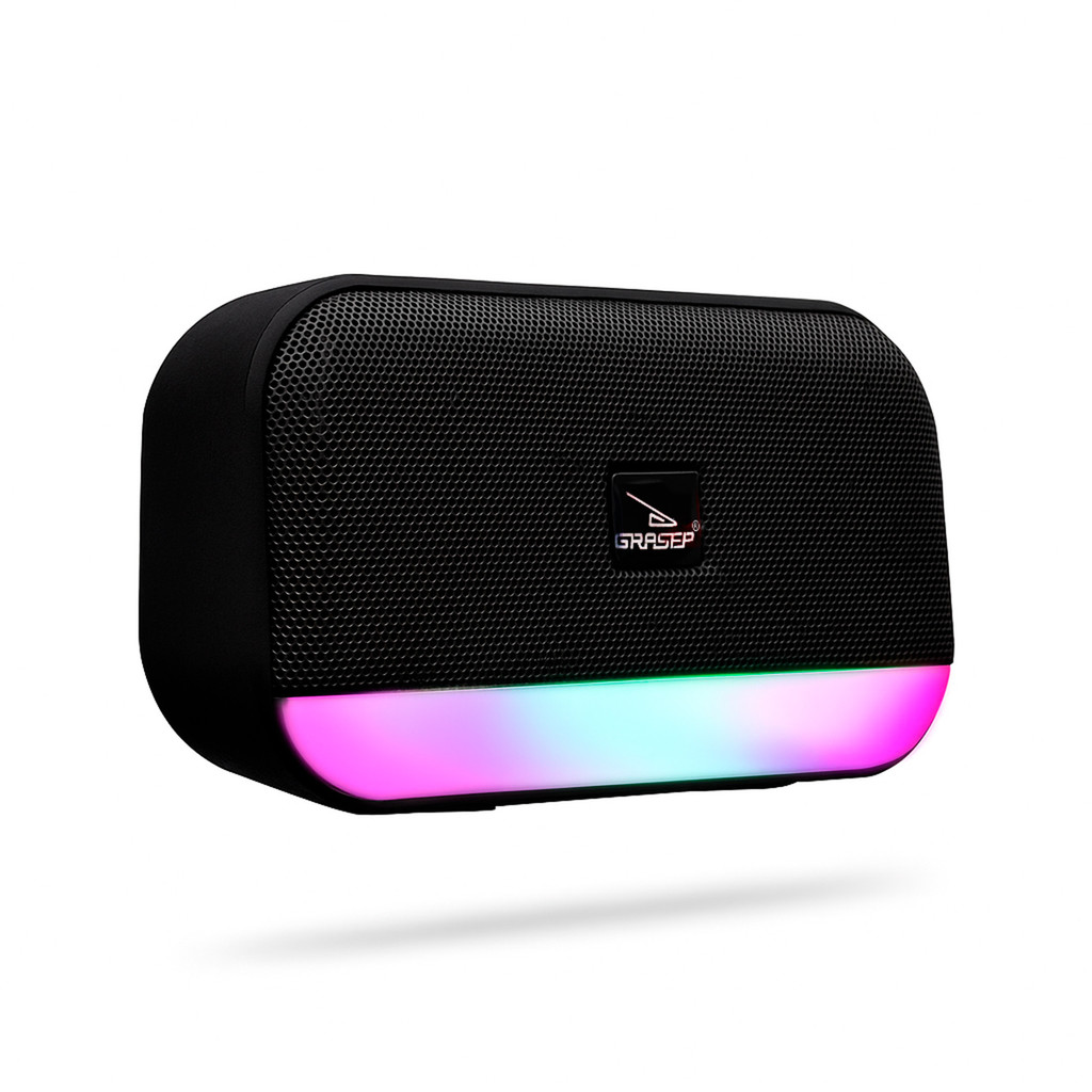 Caixa De Som Bluetooth 5 3 Potente 8W RMS Com LED RGB Radio FM TWS USB AUX Cartao TF