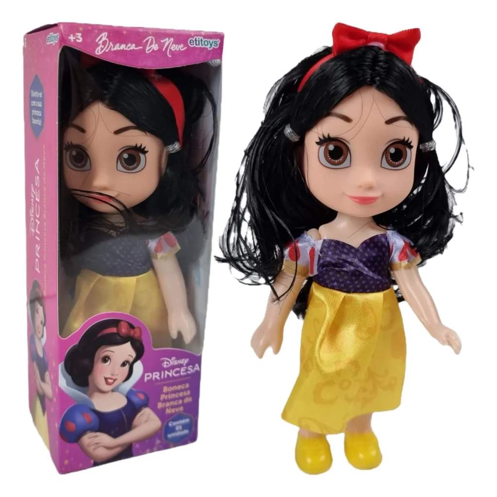 Brinquedo Infantil Mini Boneca Princesa Branca de Neve 15cm +3 Anos Etitoys - YD-830
