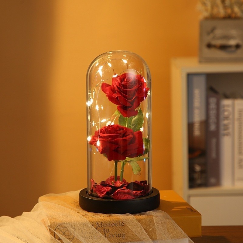 Flor De Folha De Luz LED Rosa Eterna Em Vidro-Presente Para Namorada , Dia Dos Namorados Das Mães E Noivas em Oferta na Shopee