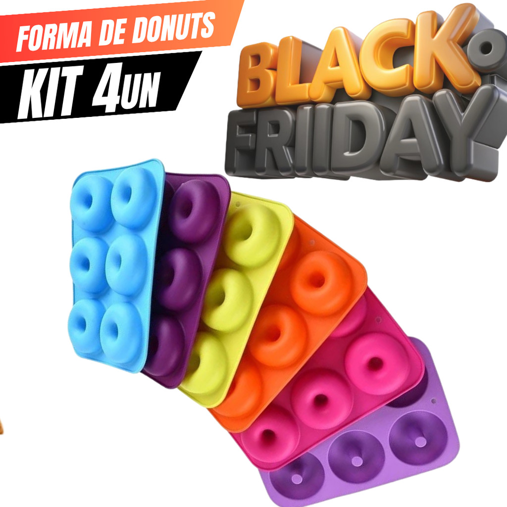 Kit 4 Formas Silicone Donuts Rosquinhas – Utilidades Domésticas Antiaderente Forno Congelador