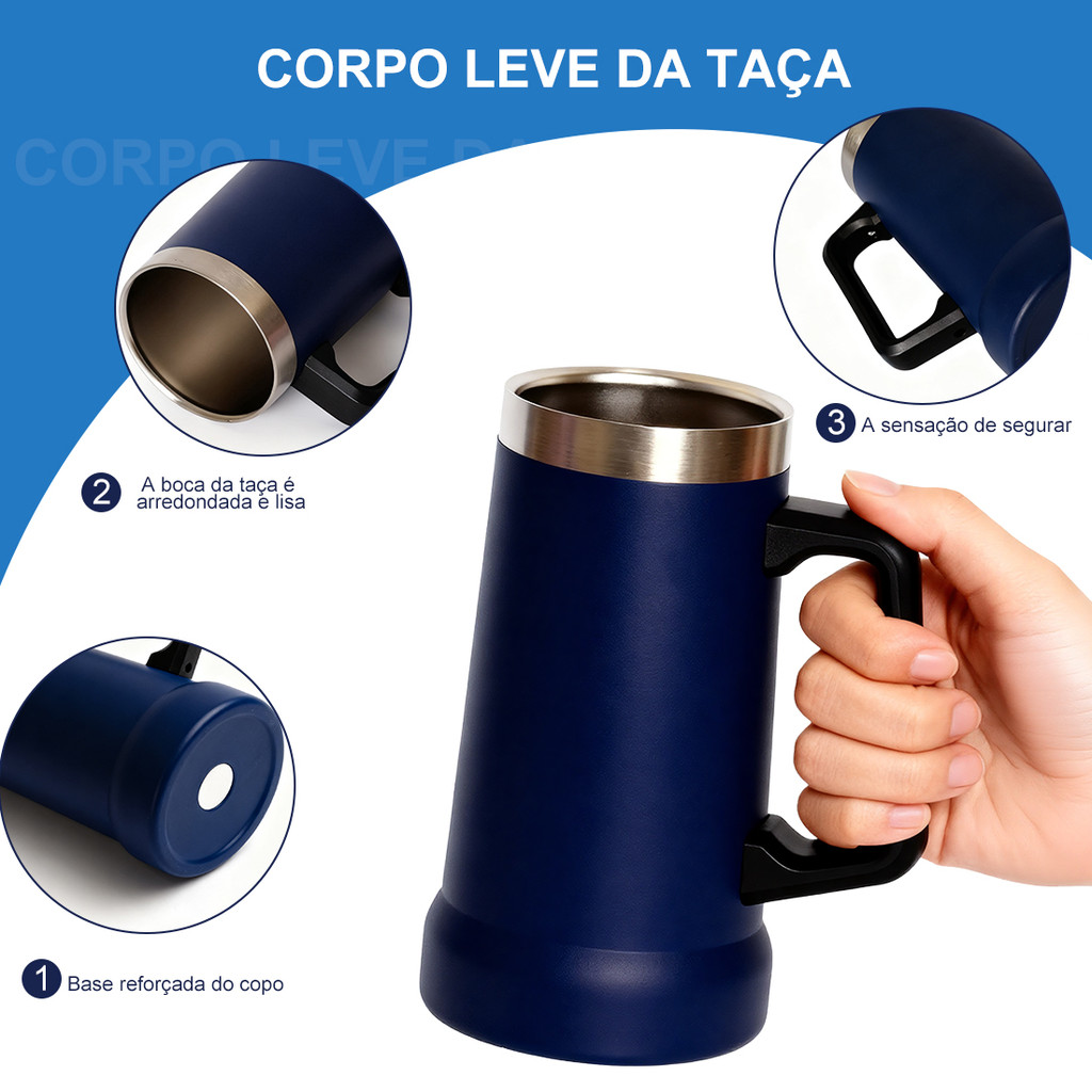 Caneca Térmica Chopp Cerveja Camada Dupla Inox 710ml