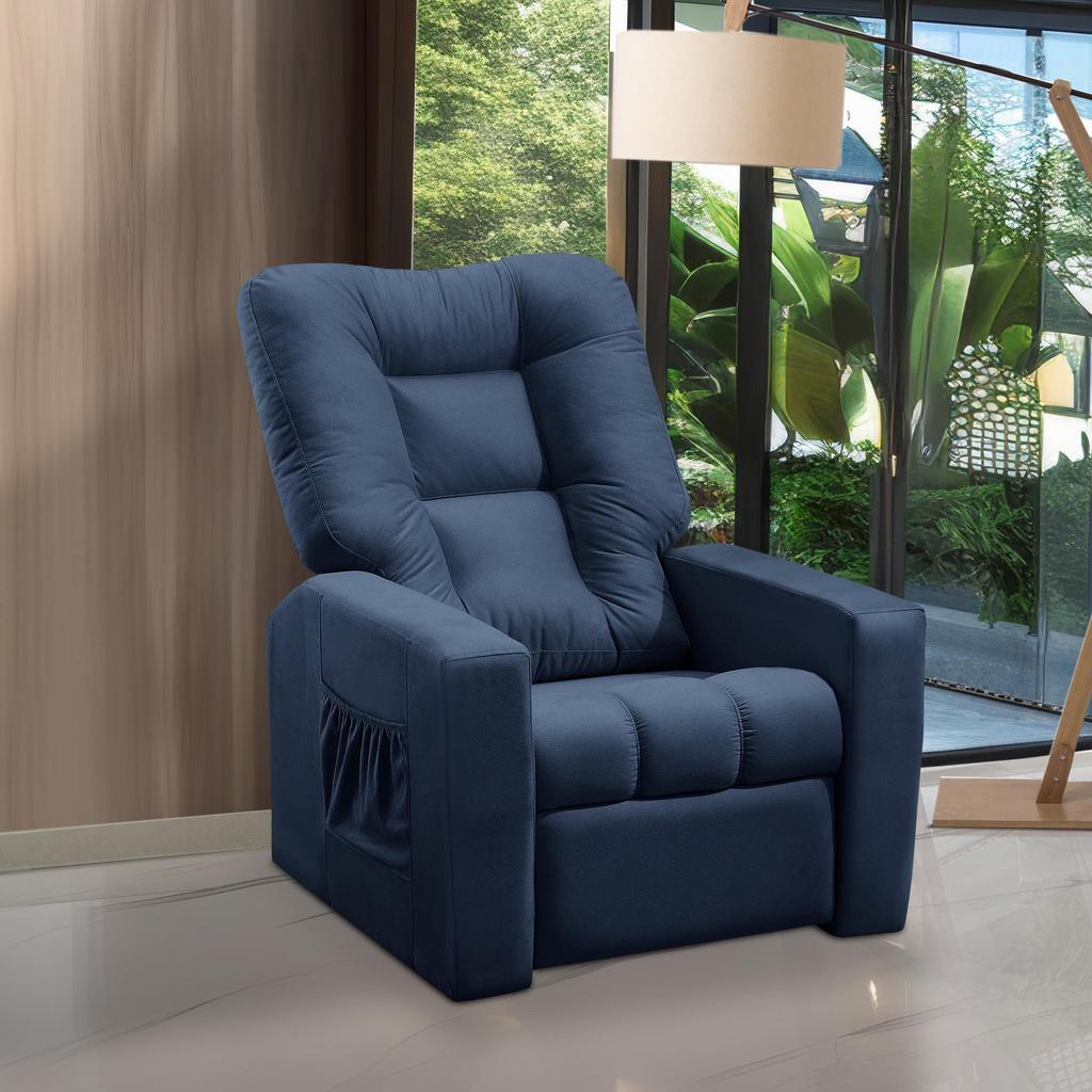 Poltrona do Papai Reclinável Itália Suede Azul Adonai Estofados em Oferta na Shopee