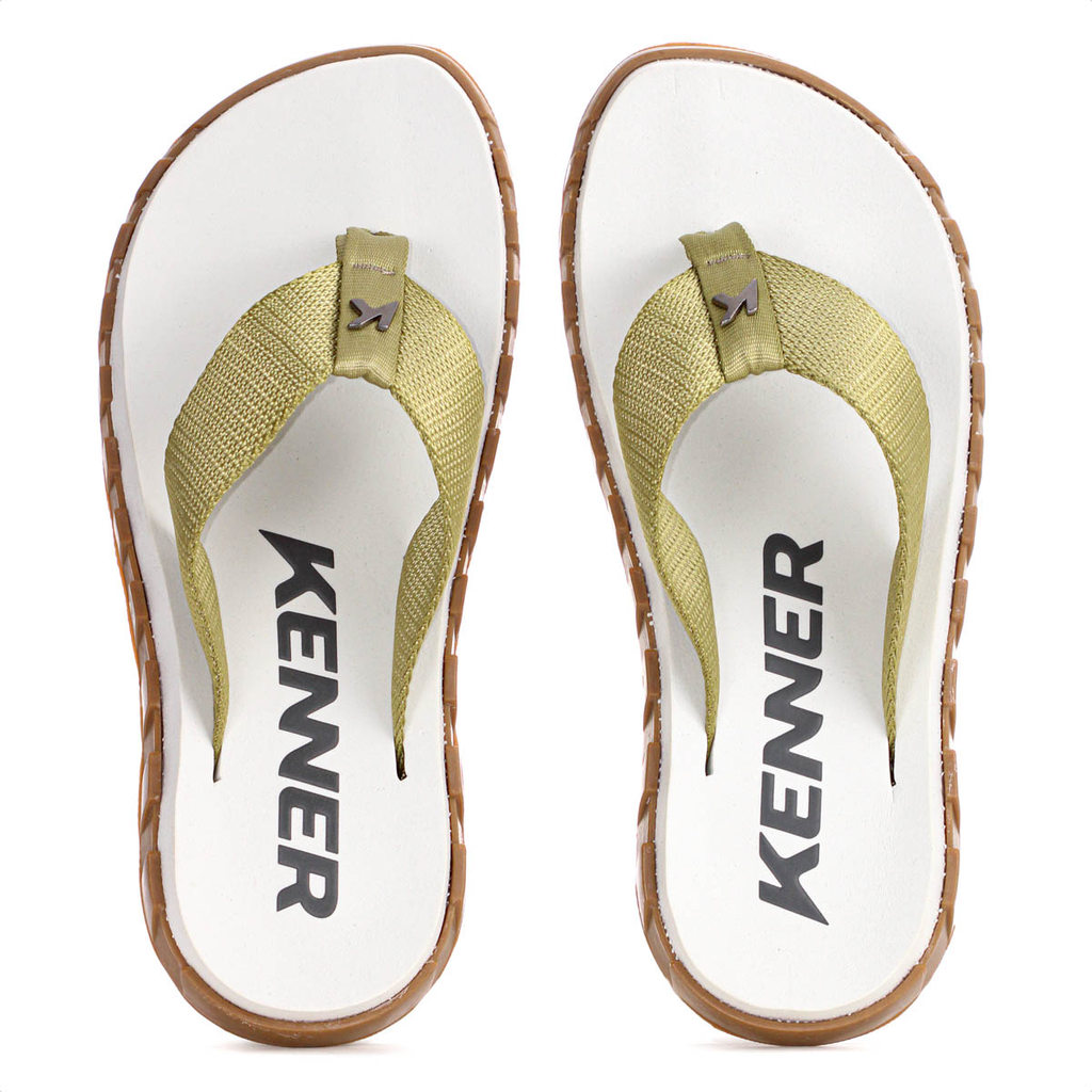 Chinelo Kenner Megah Off White Verde e Marrom - Masculino em Oferta na Shopee