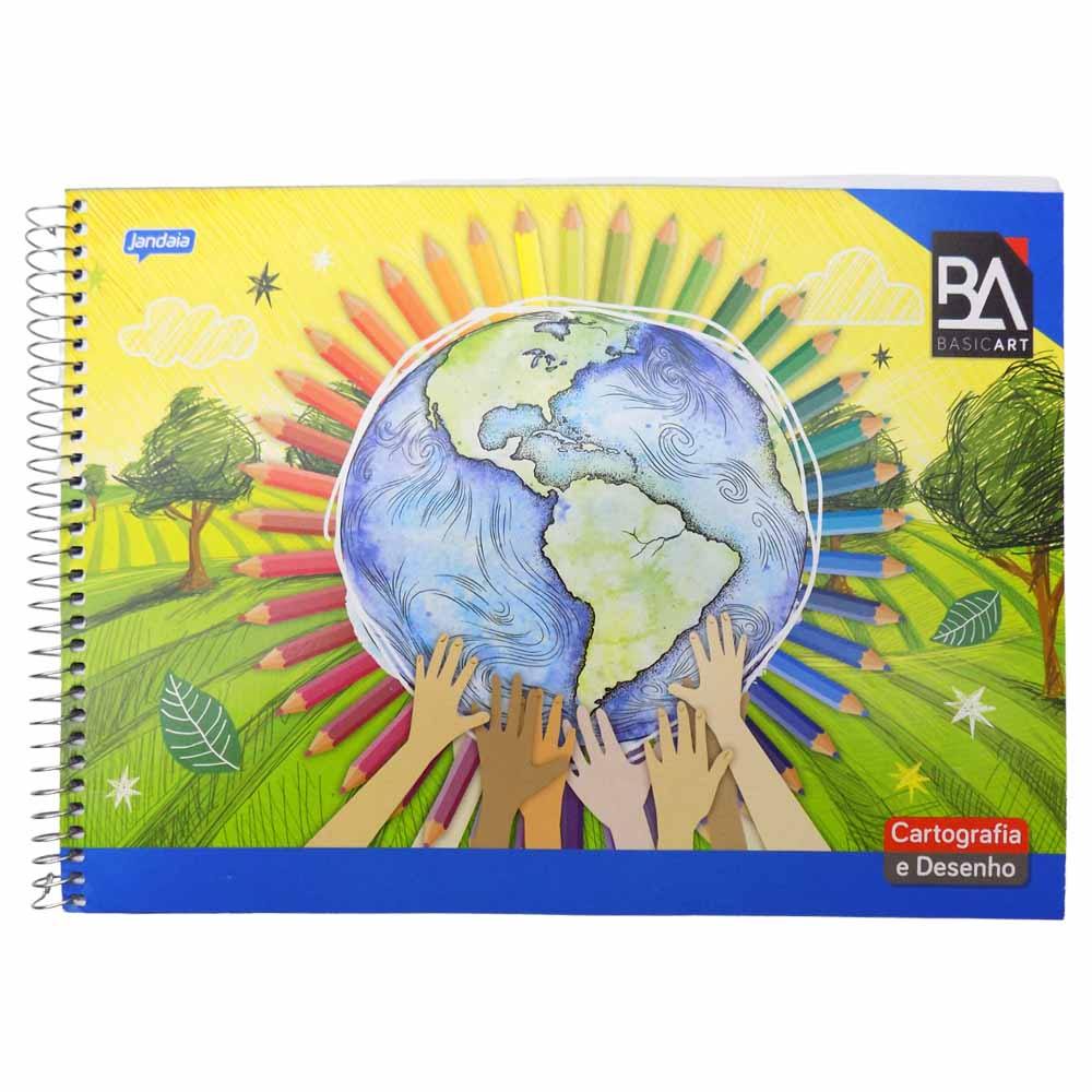 Caderno Escolar de Cartografia Espiral Flexível 96 Folhas Basic Art 5UN