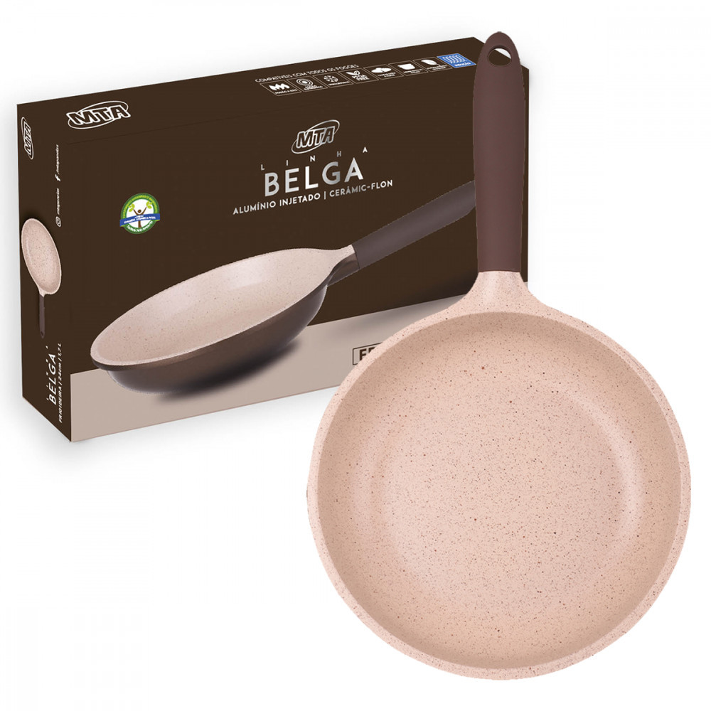 Frigideira Belga Antiaderente Indução MTA 24cm 1,9L Revestimento Cerâmico - 8443 em Oferta na Shopee