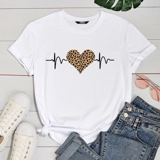 Blusa Camisa Blusa Feminina Batimentos Coraçao Onca Blusa estampada Branca de Malha 100% Algodão - Envio Rapido Premium
