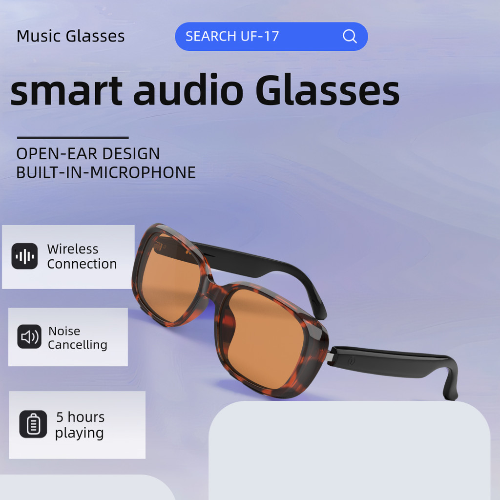 Óculos Inteligentes Filtro de Luz Azul | Áudio Open-Ear, Toque, Carregamento Magnético IPX4 Chamadas Sem Fio, Assistente