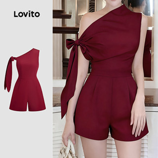 Lovito Macacão Elegante Assimétrico Primavera/verão Claret para Mulheres L157LD123 em Oferta na Shopee