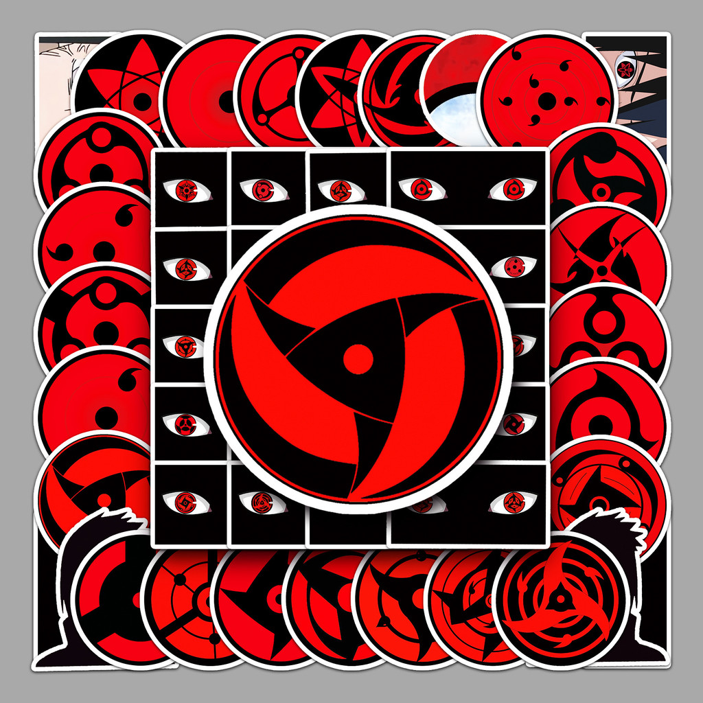 [Meow.Sensei] 50 Peças de Adesivos de Skate Personalizados de Graffiti Sharingan, Desenho Animado Japonês Naruto, Adesiv