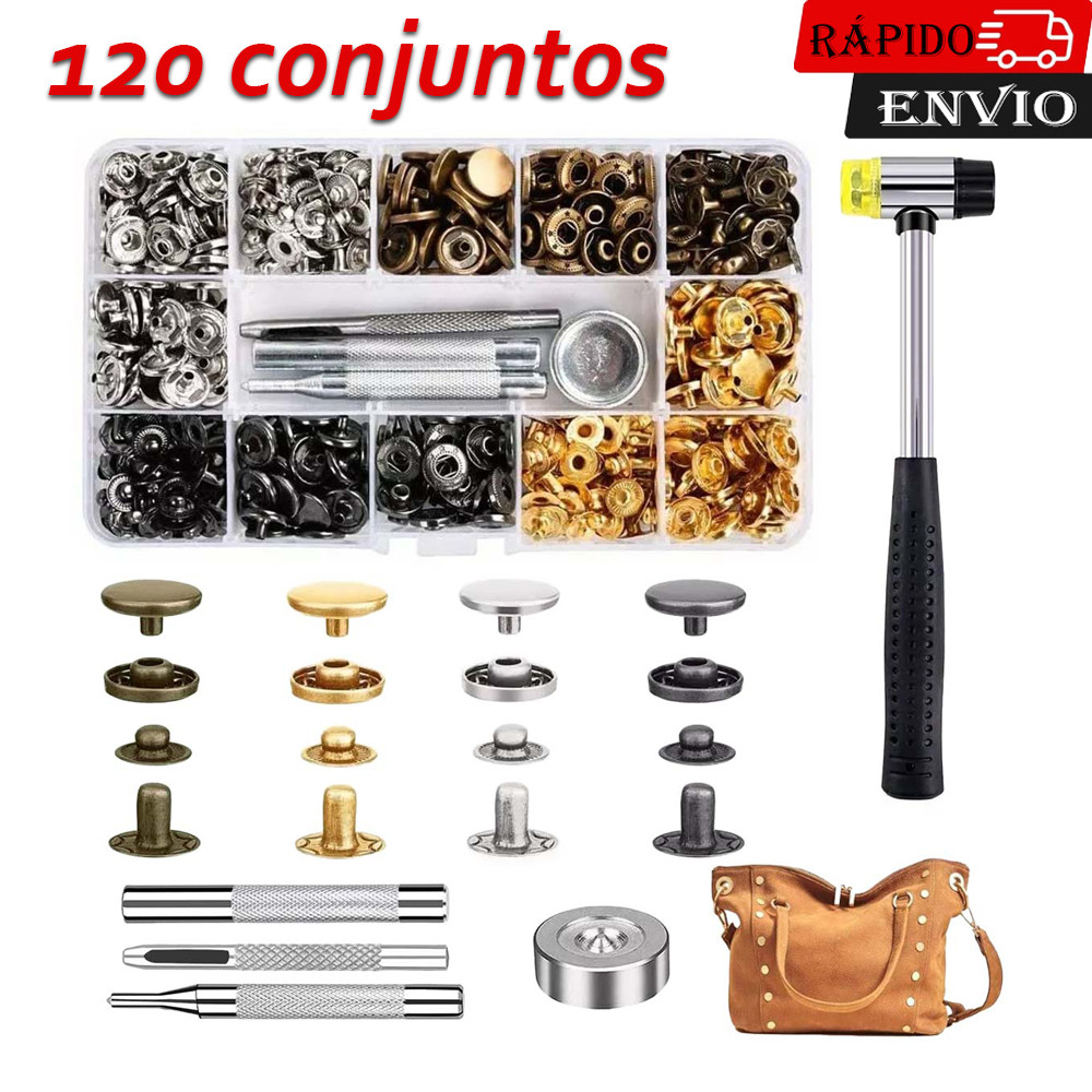 120 conjuntos de botões de Metal decorativos de 12 mm adequados para bolsa de cinto de couro Jeans