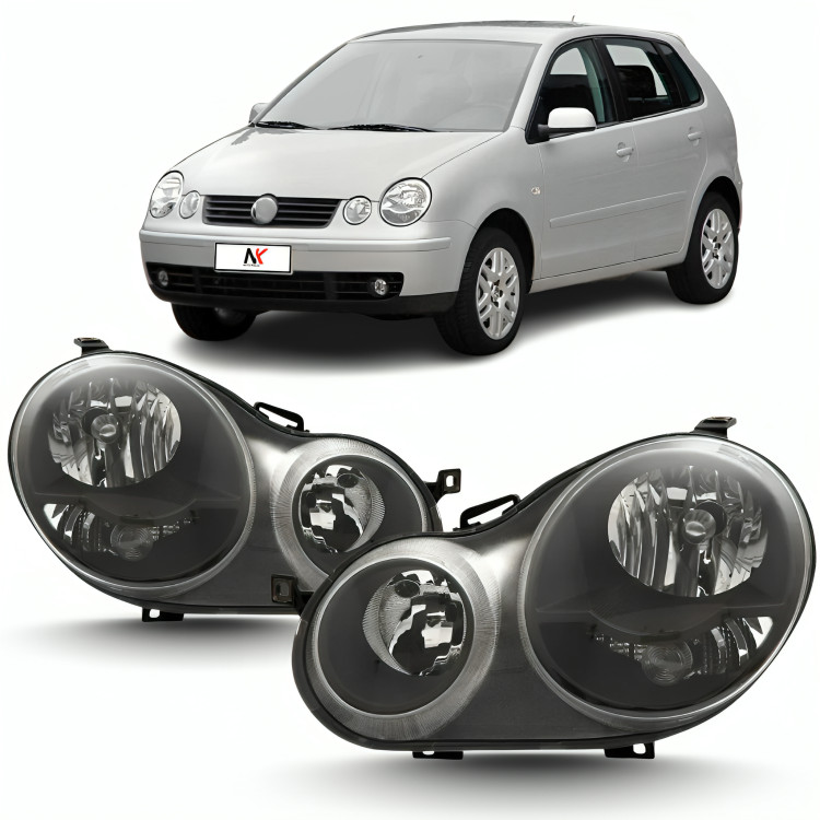 Par/Un Farol Dianteiro Polo 2003 2004 2005 2006 Máscara Negra