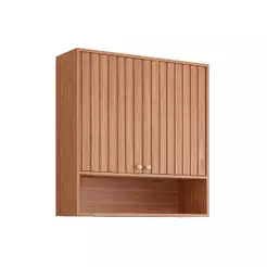 Armário Aéreo p/ Cozinha Divina c/ 2 Portas Ripadas 80 cm Freijo - Cinamomo - MGM