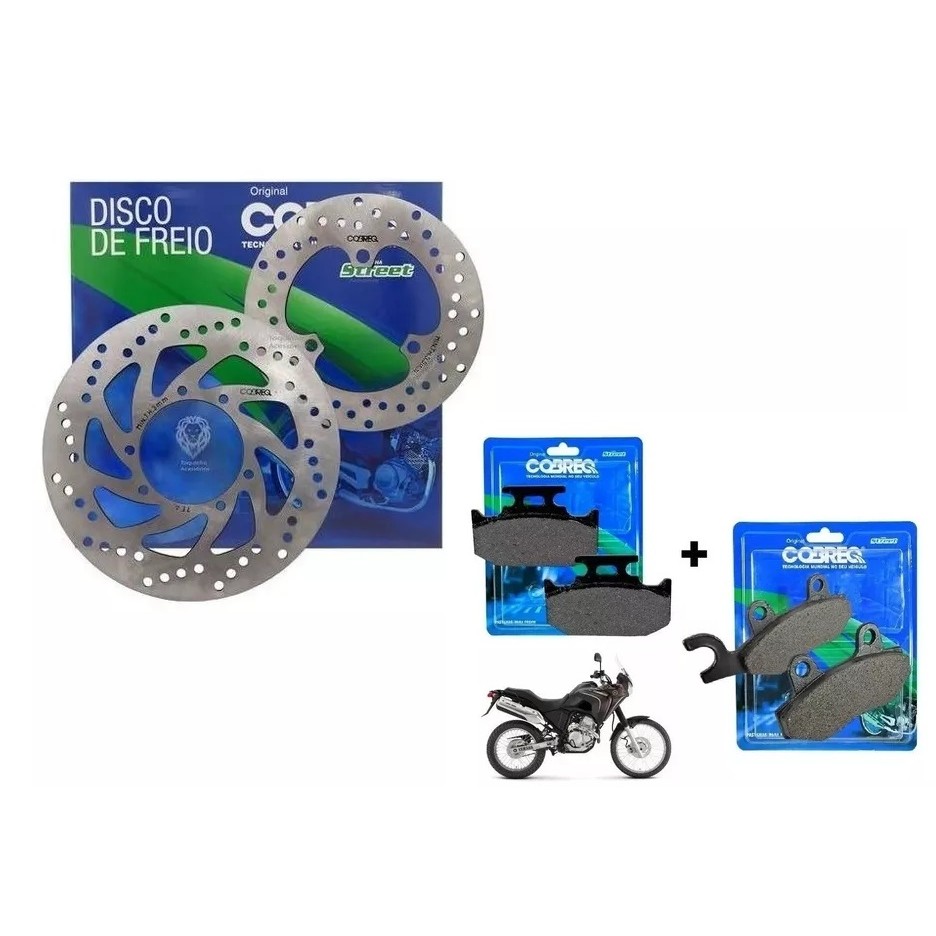 Kit Par Disco Freio + Par Pastilha Moto Tenere 250 2011 A 15