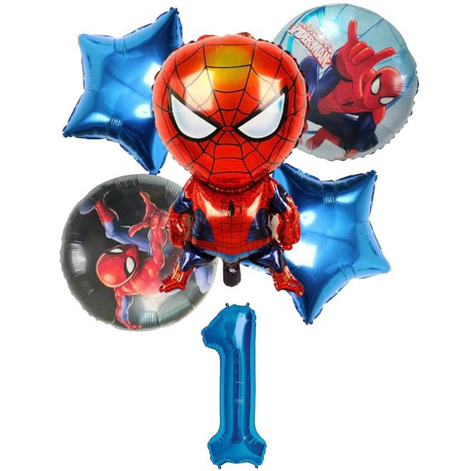 Detalhes do Balão Homem Aranha + Número Vermelho 6un Balões Metalizados Decoração Festa Aniversário Herois Marvels Vingadores