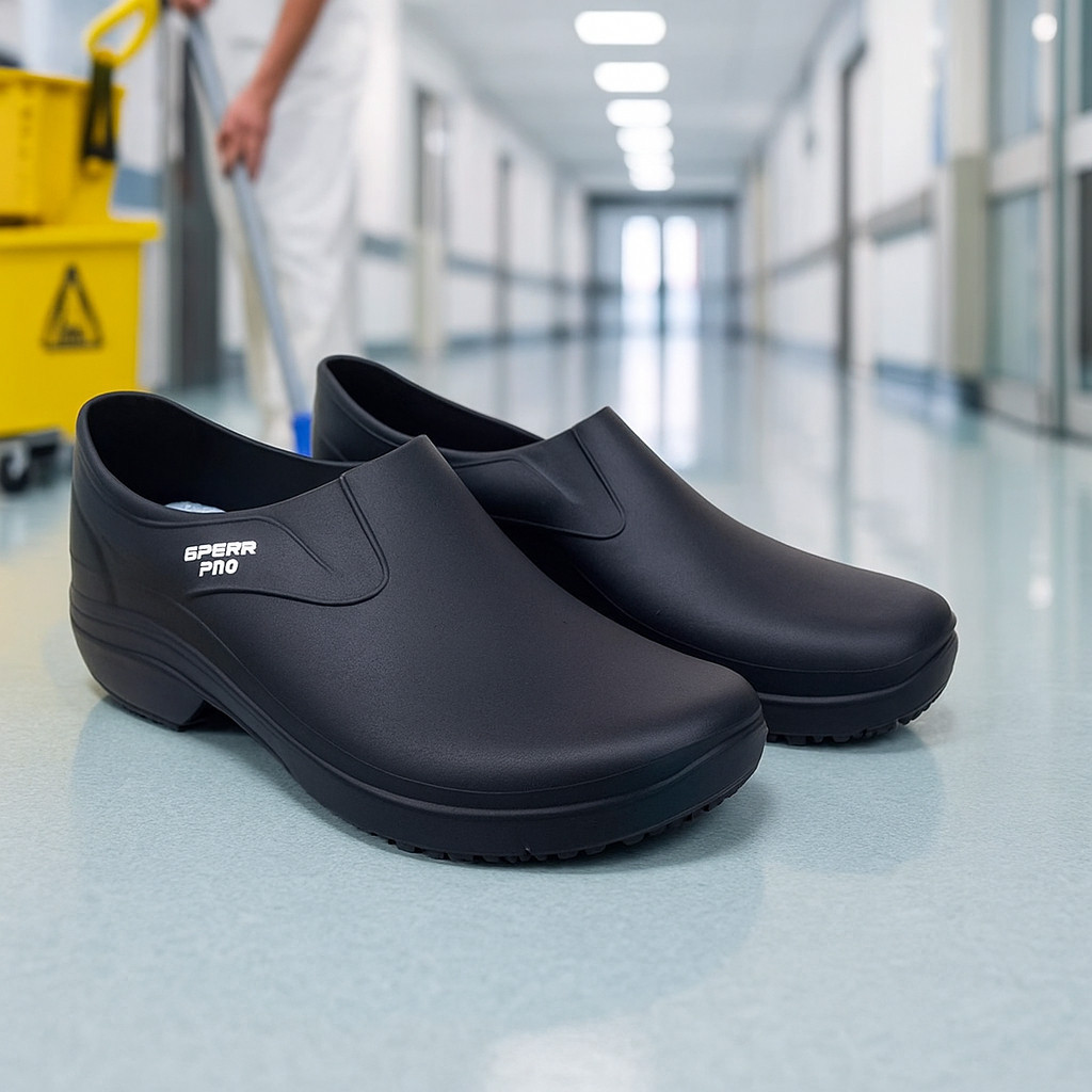 Sapato de Segurança Antiderrapante Para Limpeza Hospitalar