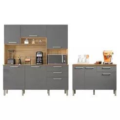 Cozinha Ferrara Com Balcão De Cozinha Versalhes Freijó Gris - Kits Paraná