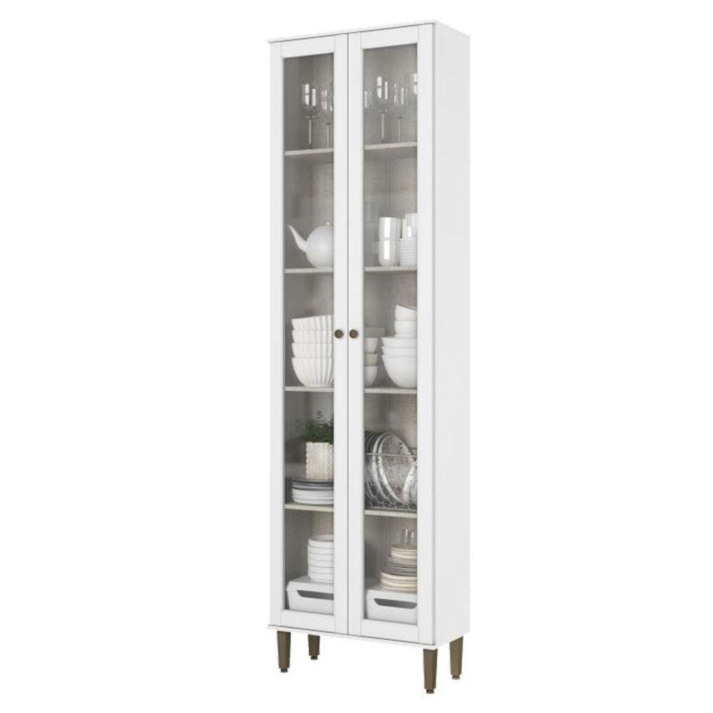 Cristaleira 80 Cm 2 Portas De Vidro Classy Branco - Thb