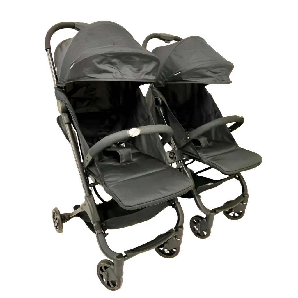 Carrinho Duolee Duo Preto - Carrinho de Gêmeos até 15kg Acopla Bebê Conforto - Galzerano