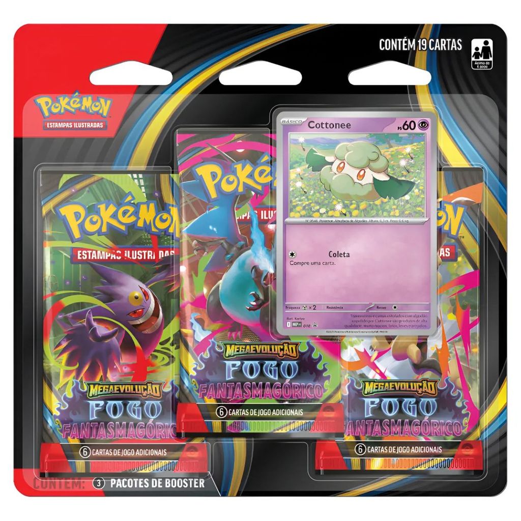 Pokémon TCG Triplo Cottonee Fogo Fantasmagorico - Copag em Oferta na Shopee