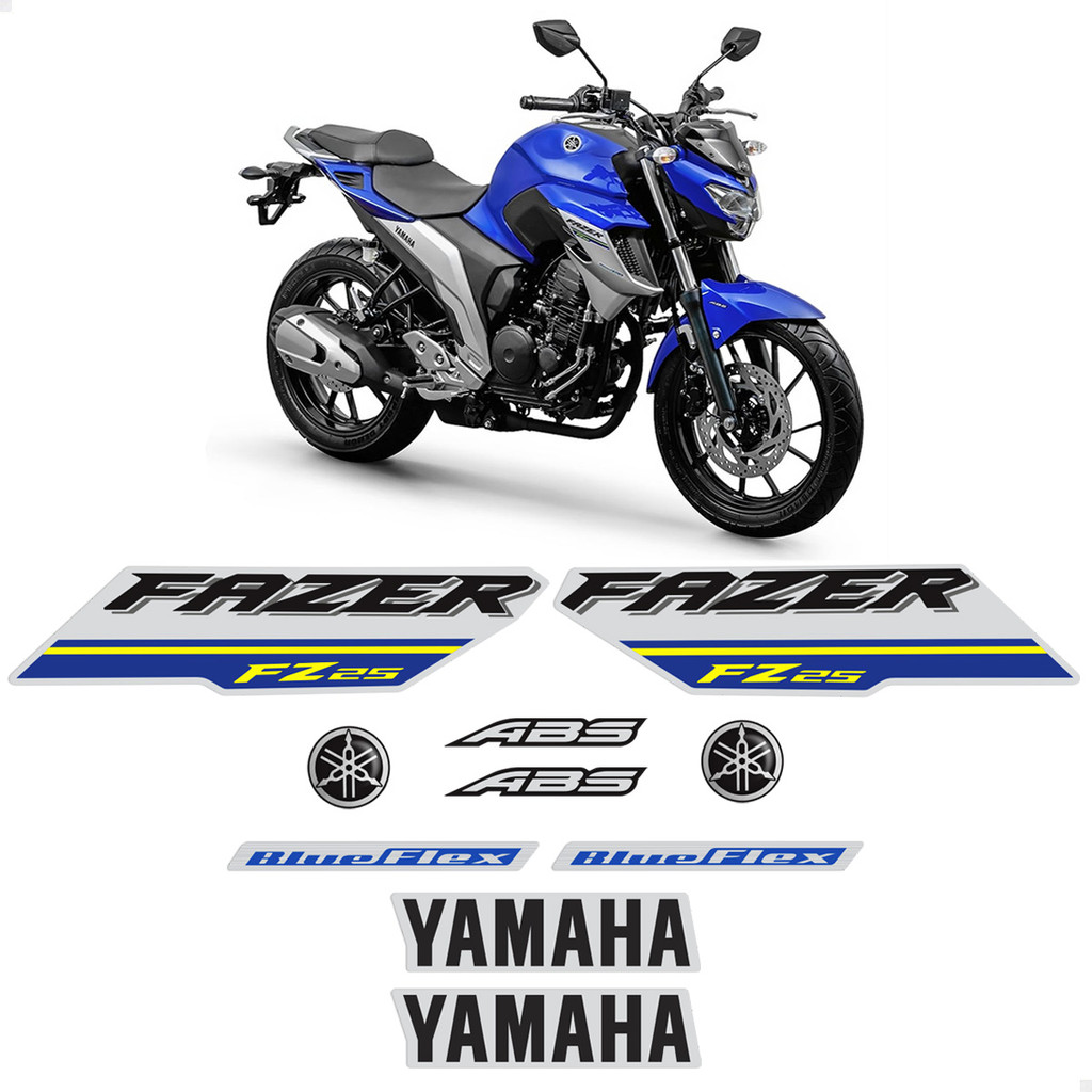 Kit Adesivos Para Fazer 250 Fz25 2018/2021 Moto Azul + Logos