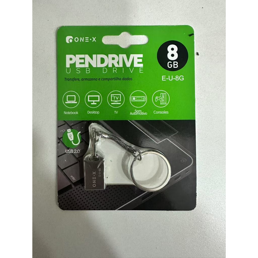 “Pendrive USB  8GB 16GB 32GB 64GB ONE - X E - U - 8G - Portátil, Com Chaveiro, Compatível com PC/TV/Notebook”