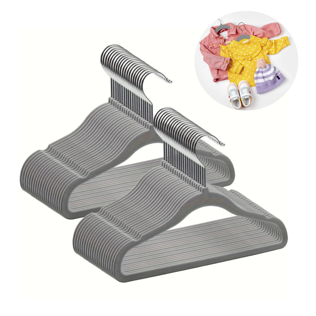 10 Cabides De Veludo Infantil MELHOR QUALIDADE! Cinza