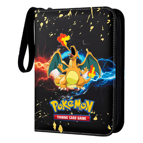 Album Pasta Fichario P/ 400 Cards Pokemon C/ Ziper Charizard - Charizard - Portugues
