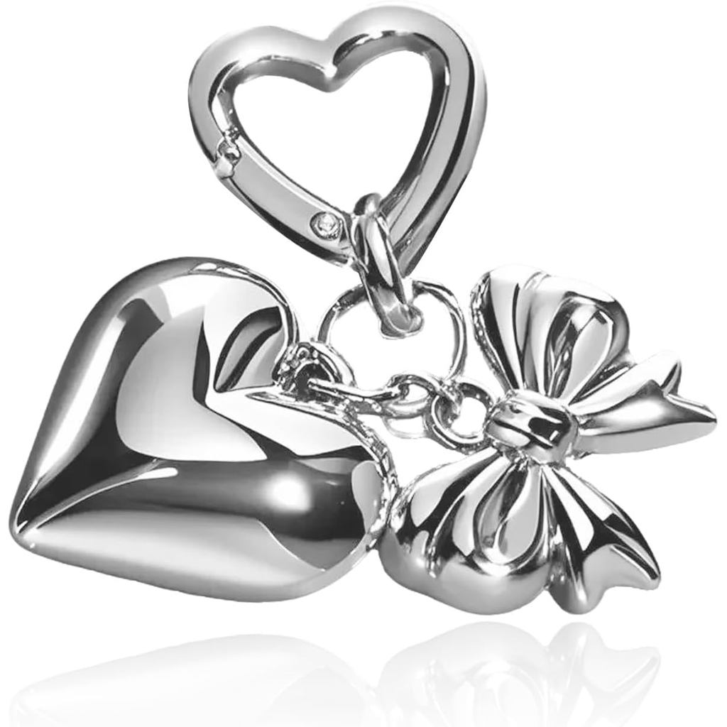 Kawaii Saco Encantos Para Bolsas Bolsa De Prata Bonito Coração Arco Chaveiro Carro Acessórios Presentes Aniversário Mulh