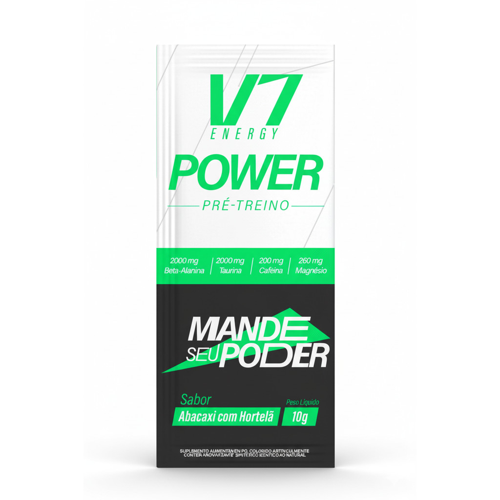 Pré Treino V7 Power Abacaxi Com Hortela Sache 10G Unidade - V7 ENERGY em Oferta na Shopee