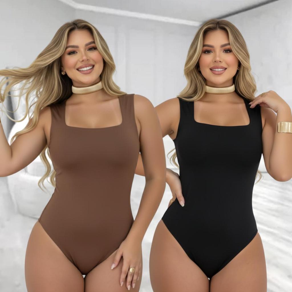 Body Feminino Regata Alça Grossas Collant Decote Quadrado Básico Casual Dia Noite Bori Suplex em Oferta na Shopee