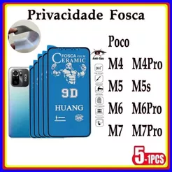 Película Privativa Fosca Cerâmica Anti-Spy Matte Xiaomi Redmi Poco M4 M4Pro M5 M5S M6 M6Pro M7 M7Pro