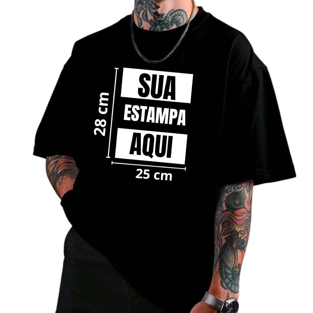 Camiseta Oversized Personalizada com Sua Estampa Algodão 30.1 ou Malhão 240g Sua Arte Exclusiva Streetwear