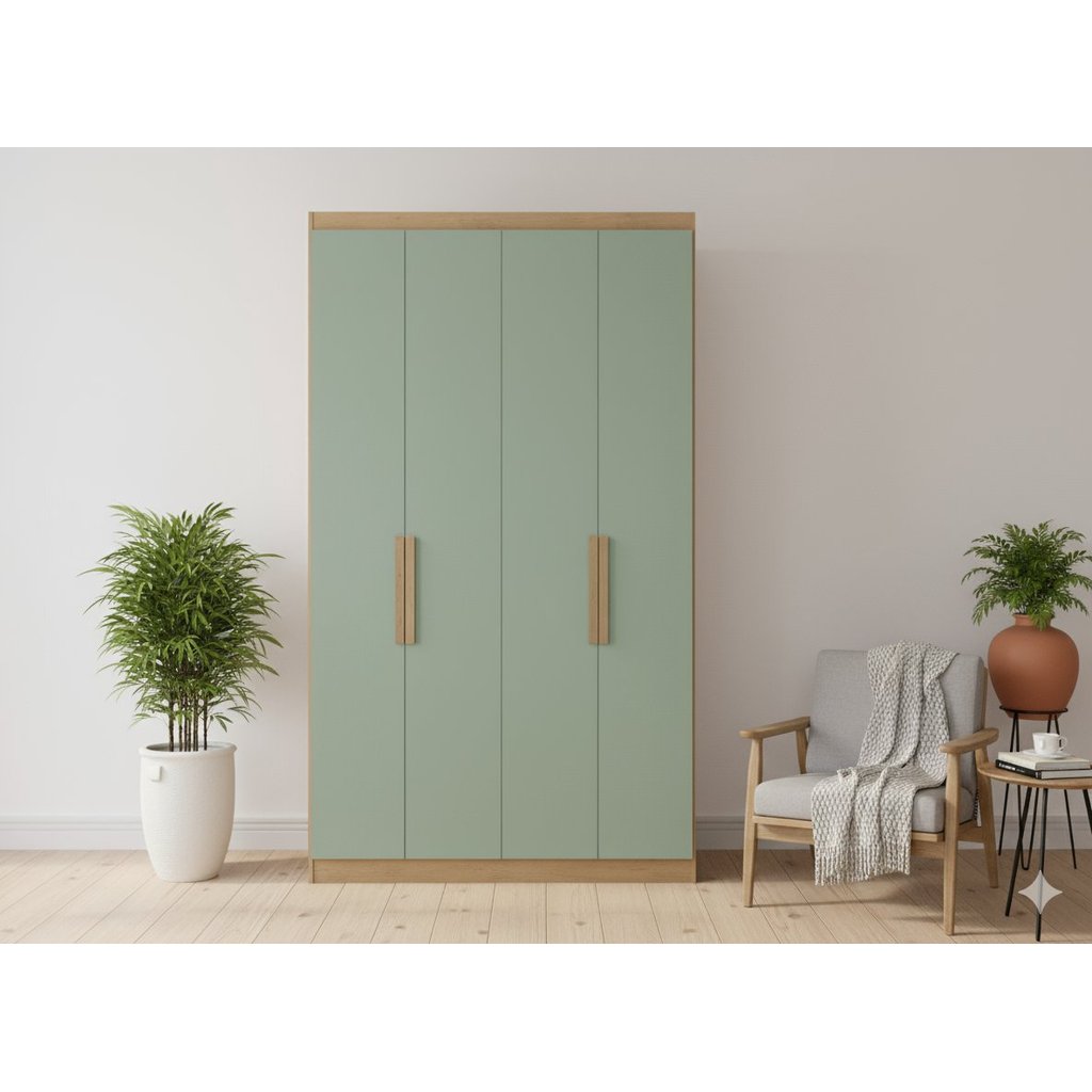 Guarda-roupa 4 Portas 120cm X 220cm Milan Capuccino/Menta em Oferta na Shopee